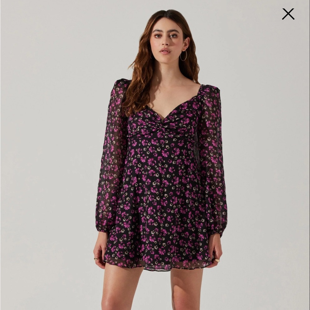 Astr the Label long sleeve a line mini dress (M)